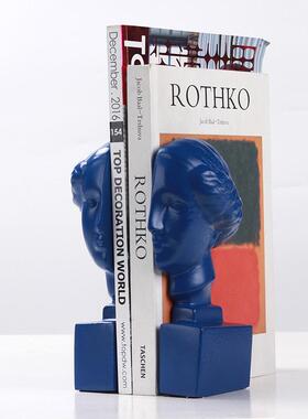 现代欧式人物头像书档摆件样板间客厅书房装饰品书报夹杂志架摆设