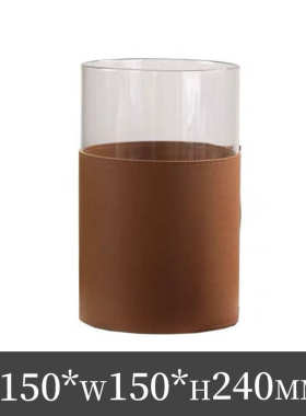 样板器花花瓶风大口玻璃电视柜径轻茶几奢皮质客厅圆柱形房间摆件