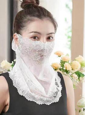 防飞絮面纱蚊虫杨柳絮过敏防毛毛护颈遮阳挂耳口罩雪纺防晒面罩