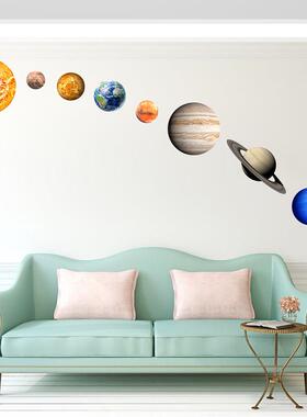 太阳系九大行星贴纸萤光地球月亮发光儿童房间幼儿园装饰夜光墙贴