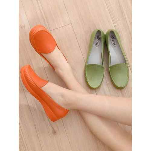 韩版软底雨鞋女浅口时尚防水雨靴防滑水鞋女护士鞋妈妈柔软豆豆鞋 - 图0