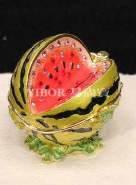 跨境货源珐琅彩首饰盒新款水果西瓜仿真小摆件创意家居饰品收纳盒