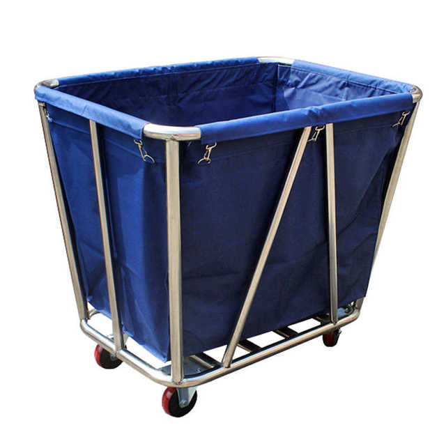 Hotel room stainless steel storage cleaning service car cone hand push hotel laundry room linen riding cart new
