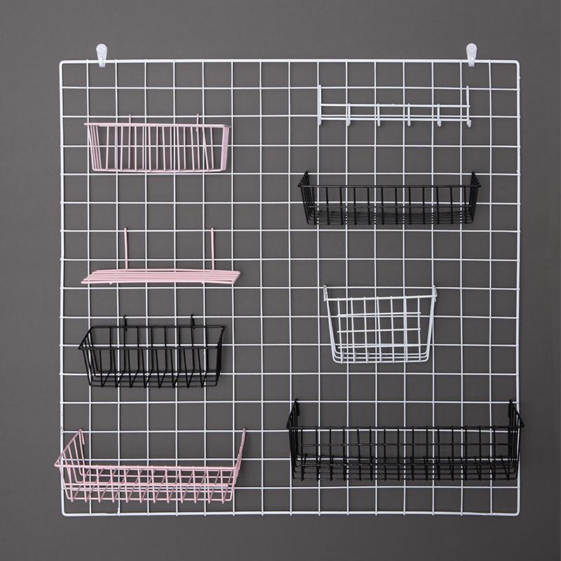 网片网格置物架托盘网架挂篮超市置物蓝家用浴室整理收纳铁艺篮子 - 图0