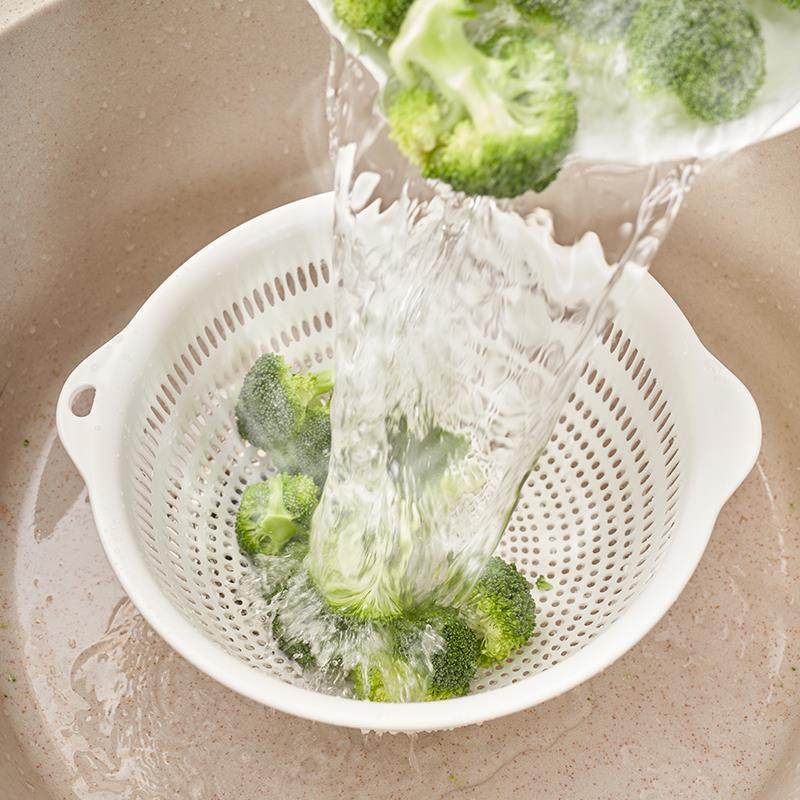 双层沥水篮洗水果蔬菜盆日式洗菜盆漏水筛套装果盆洗菜篮碗盆1999,淘宝优惠券,粉丝福利购,淘宝优惠卷