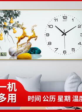 欧鑫艺福时字饭厅装饰画现250205代简客约吃饭厅背景墙画钟壁厅钟