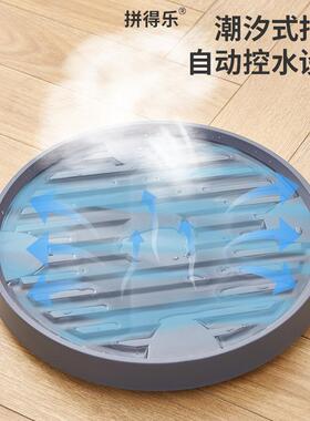 拼得乐塑料移动花盆托盘陶瓷自吸水万向轮阳台透气移动轮托盘