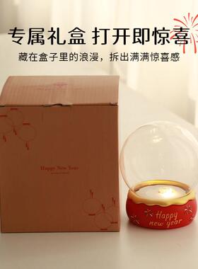 新年款水晶球DIY玻璃罩容器可免费定制文字永生花玻璃罩新年礼物