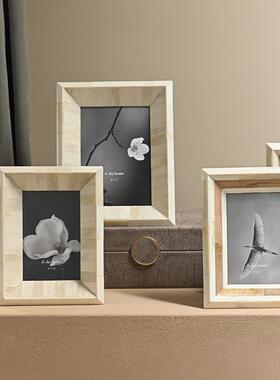 现代轻奢风黑白线条牛骨相框创意装饰家居摆饰样板间桌面饰品摆台