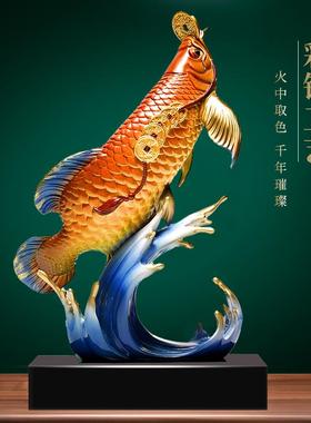 正品铜龙鱼年年有余办件客厅装饰品公室招财开业商金务乔迁新居礼