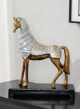 正品美树品脂马摆件式中式书房摆设玄关客厅书房办公装饰品工艺摆