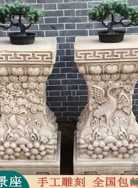 石仿古须t$*&lo%u弥座柱墩花几花架白玉盆花景盆座汉赏石座复雕古