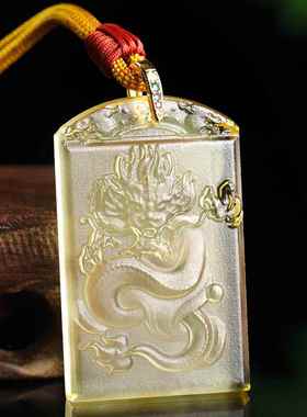 厂家直销惠古琉璃龙牌生肖无事牌吊坠龙图腾霸气项链彩扣绳挂件