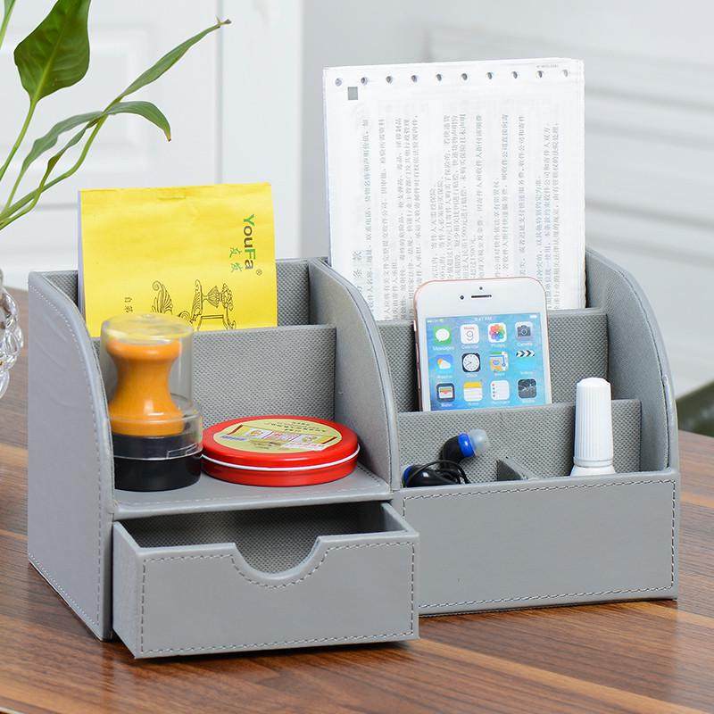 多功能办公桌面收纳盒 办公用品杂物整理座 皮革储物盒,淘宝优惠券,粉丝福利购,淘宝优惠卷