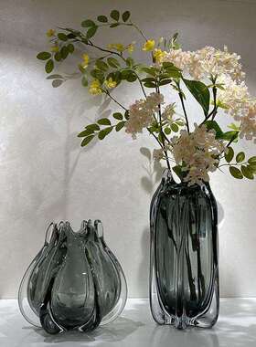 现代简约透明玻璃花瓶居餐桌样面装花束插花器板家房ali-6691间软