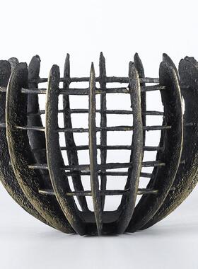 赤风收贫纳旧摆件设计师间空巢果盘镂空艺术样板FKY博古架做软装