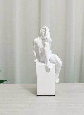 现代简约抽象人物沉思者雕塑摆件玄关家居展厅橱窗客厅酒柜装饰品