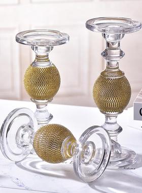 厂家供应玻璃烛台中号烛台 高脚烛台玻璃工艺品现货