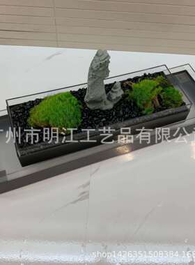 轻奢简约微景观造景永生苔藓盆景摆件酒店装饰亚克力金属花盆阳台