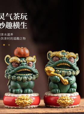 锦山堂中式招财醒狮桌面装饰小摆件生日礼物柿柿如意乔迁新居礼品