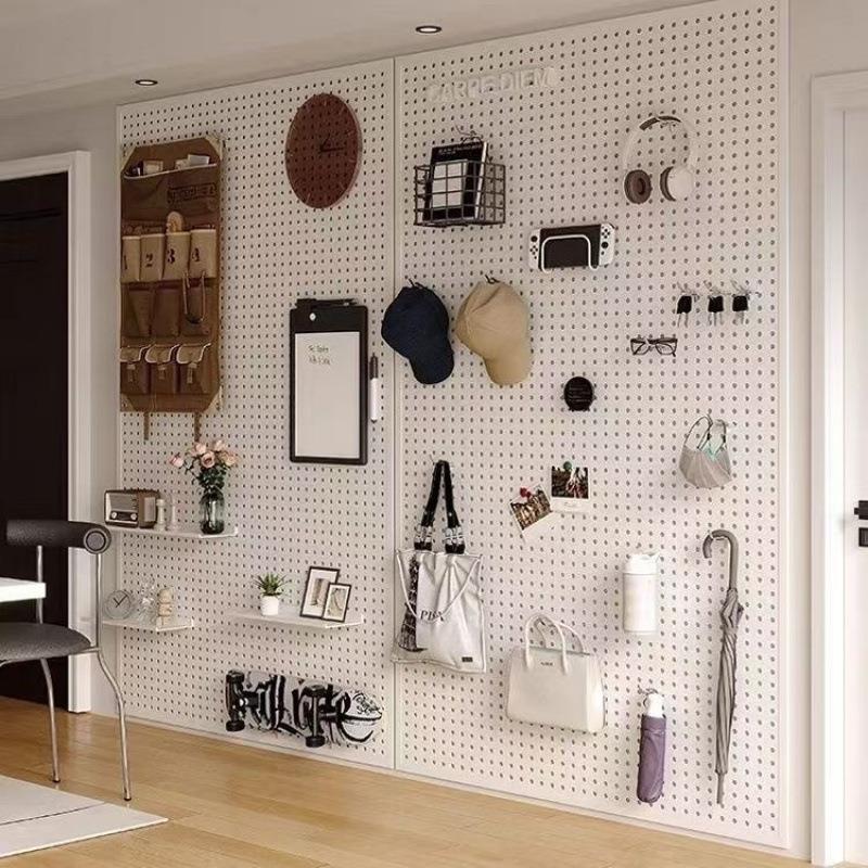 Super load-bearing hole board round hole wall hanging hardware tool rack display storage shelf kitchen household multi-purpose