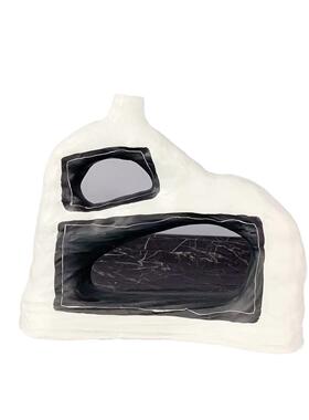 现处代简约创意摆黑树脂几何镂空件花插样板房售楼书柜软装5456白