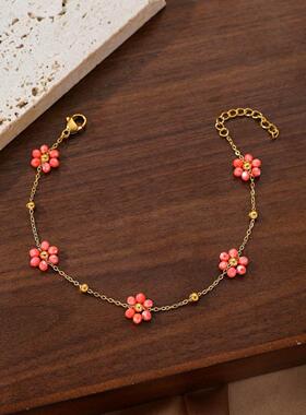 Colorful flower bracelet for women, gold-plated crystal
