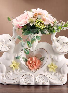 陶瓷大象摆件家里乔迁新居礼品动物桌面客厅招财家居酒柜装饰品