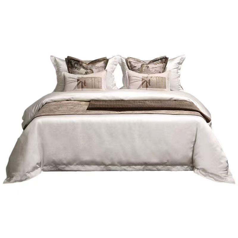 简约现代新中式床品样板房间软装酒店别墅展厅咖色床上用品定制 - 图3