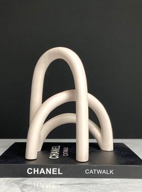 北欧极简几何弧线创意雕塑书柜酒柜软装饰品摆件家具样板间配饰