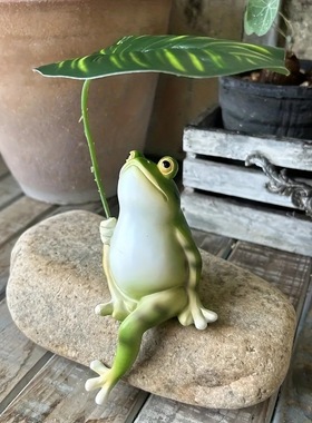 装饰品树叶乘凉青蛙摆件装饰摆件