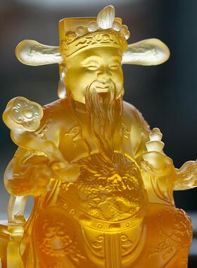 琉璃文财神财神爷招财佛像居家客厅佛堂桌面摆放佛具供奉用品摆件