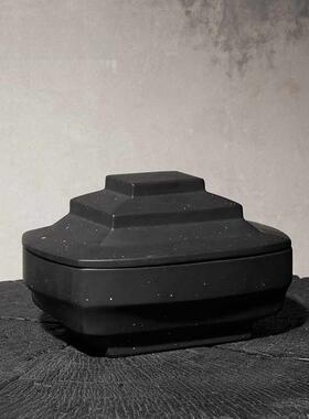 黑色陶瓷收纳盒仿宋执壶玻璃茶具套装中式琉璃太湖石雕塑摆件