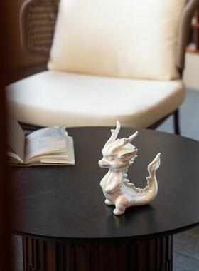 高档景德镇器红色陶瓷招龙品摆件瓷财玄关办公室家居装饰龙年开业