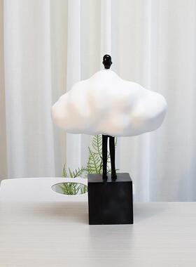 现代简约云朵人雕塑酒店大堂售楼处玄关客厅创意人物落地装饰摆件