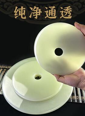 天然青玉平安扣摆件客厅博古架玉璧装饰品和氏璧玉石工艺礼品摆饰