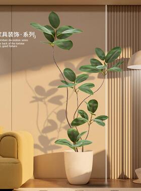 橡皮树彷真绿色植物假植物客厅轻奢彷生花装饰树室内大型盆栽落地