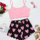Women's Halloween Skeleton Print Vest Top & Shorts Pajama