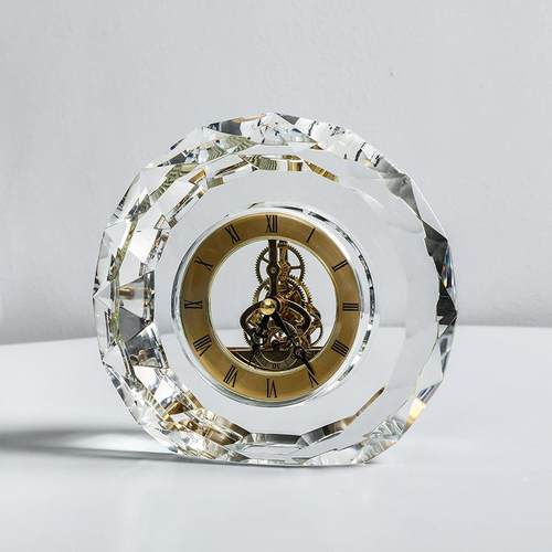 K9水晶钟表座钟客厅现代简约欧式创意时尚办公室装饰摆件 - 图1