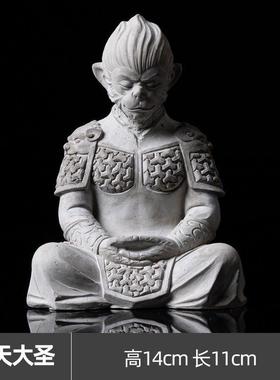 高档鱼缸造景装饰族泥佛像孙中式水仿石像悟空装饰水人物流水沉水