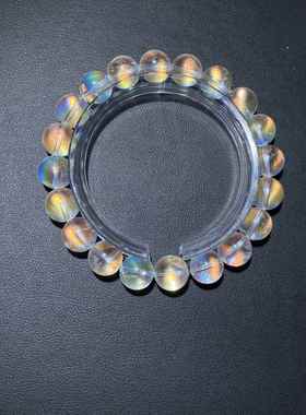 天然马岛月光石手链双面彩虹光单圈圆珠手串 男女款珠链规格9.8mm