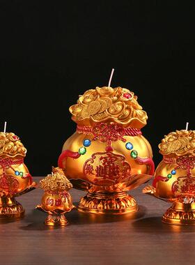 聚财金元宝红色金色宝珠聚宝袋福袋钱袋蜡烛灯许愿财神莲花蜡烛灯
