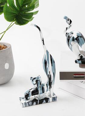 创意淋色居三小猫件树脂摆书架客厅桌面H2000-13家软装工饰艺品装