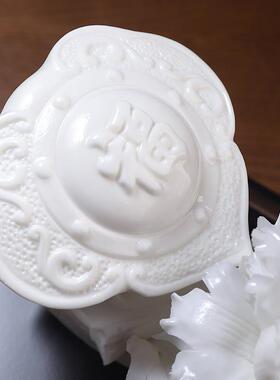 中国白可定制陶瓷如意新中式摆件客厅玄关装饰开 业乔迁高级感礼