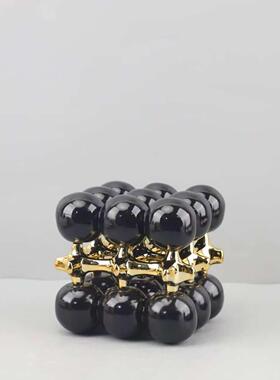 球欧创意几何北立方体珠点圆艺术摆1858件玄关书房酒店软家装居装