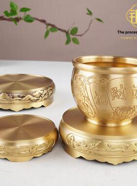 铜铜座纯葫芦铜饰大底圆文昌盆XEM塔聚宝香炉百福福缸底座