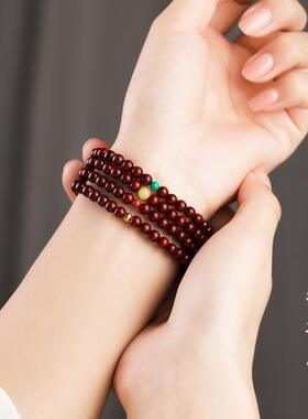 印度小叶玫瑰木手炼，高油，高密度与金星旧材料光滑图案单圈佛珠