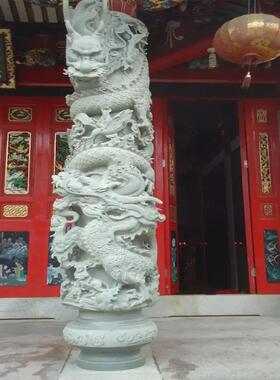 现货青石石雕盘龙柱广场寺庙祠堂装饰文化柱花岗岩石雕石龙柱