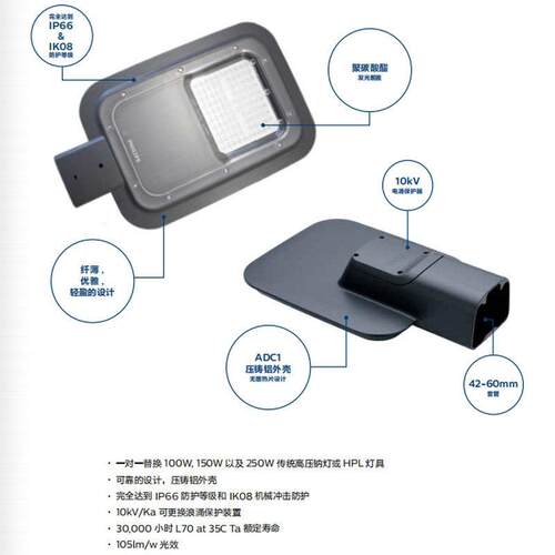 led路灯BR-P132系列路灯挑臂庭院市政工程灯头高亮 - 图0