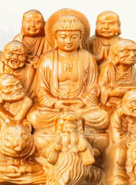 崖柏木十八罗汉木质雕刻工艺礼品摆饰木雕摆件,尺寸高度13cm
